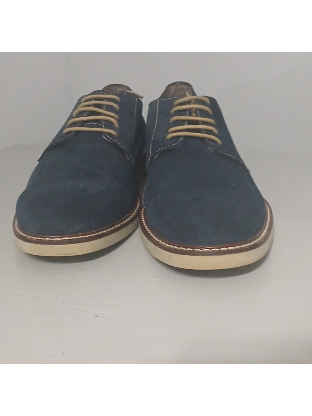 Navy Suede Derby Shoes - Classic Lace-Up
